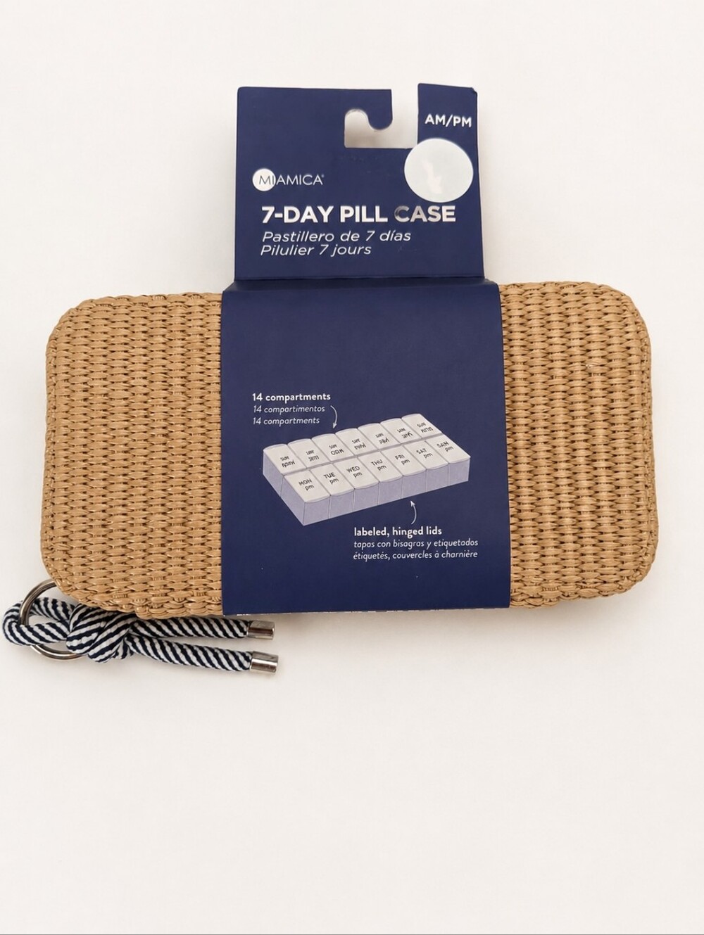 Miamica Raffia XL 7-Day AM/PM Pill Case NEW